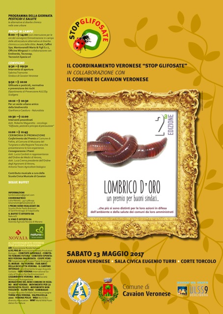 Premio Lombrico d’oro per sindaci che non usano pesticidi