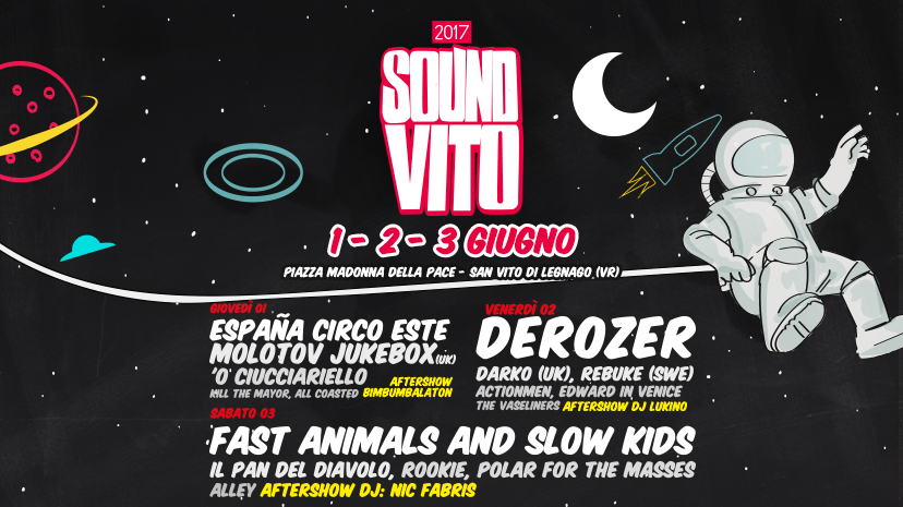 La XIII edizione del Sound Vito Festival che si svolgerà dall’ 1 al 3 Giugno 2017 a San Vito di Legnago