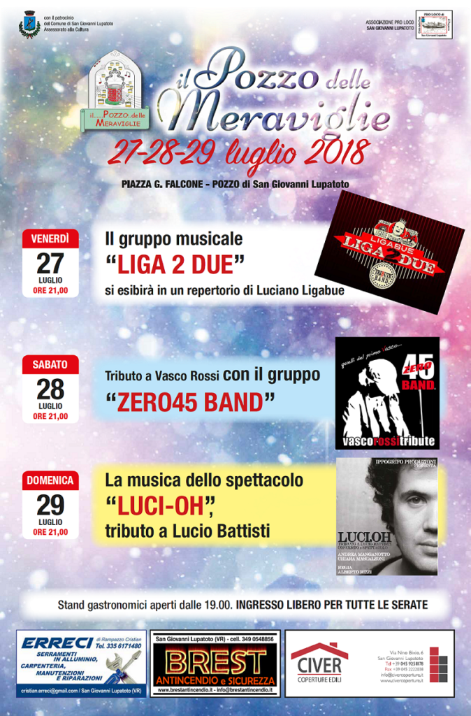 Da venerdì 27 a domenica 29 luglio a piazza Giovanni Falcone ci sarà il Pozzo delle Meraviglie!
