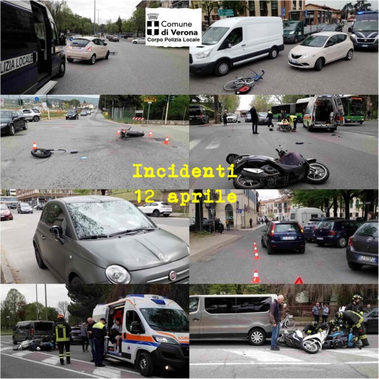 Polizia Locale: incidenti nella giornata di mercoledi’ 12 aprile. Diversi feriti tra utenti deboli e minorenni. 422 sinistri rilevati in citta’ da inizio anno